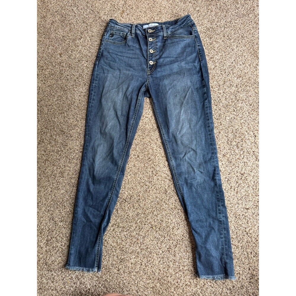 KanCan Womens 9/28 High Rise Skinny Jeans Button Fly Medium Wash Stretch Denim